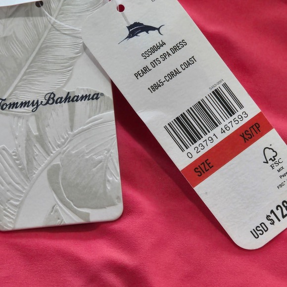 Tommy Bahama Pearl OTS Spa Dress XS Womens Pink New ruffle Pocket hole - Picture 5 of 8